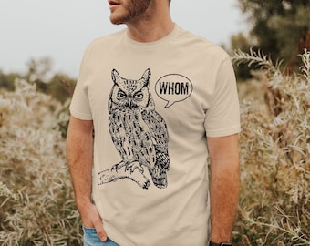 Grammar Shirt Funny Tshirts for Men Who Whom Owl Tee Mens Shirt Mens TShirt English Teacher Gift for Teachers Editor Cool Funny T Shirt Man