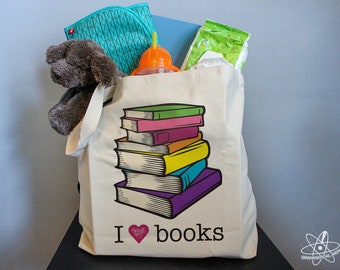 Book Lover Gift, Book Tote Bag, Librarian Gifts, Dual Purpose Tote Bag, Modern Diaper Bag, Cute Teacher Tote Bag