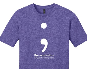 Semicolon Grammar Shirt Punctuation Shirt English Teacher Men's Shirt Gifts for Teachers Nerdy Gifts Unique Men's Shirts Typography Tshirt