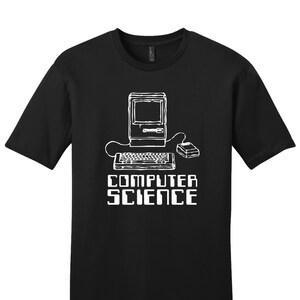 May include: Black t-shirt with a white graphic of a vintage computer and the text "COMPUTER SCIENCE".