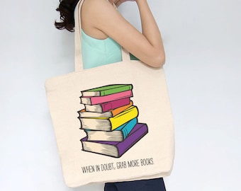 En caso de duda, tome más libros Tote Me gustan los libros grandes Biblioteca Tote Bago grande Bolsas de playa Bolsa de lona Bolsa de mano Tote Bolsa del maestro Maestros Regalos
