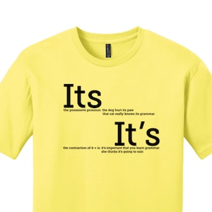Grammar Shirt Its It&#39;s Men&#39;s Shirt Cool Nerdy T-Shirt Funny Geekery English Joke Shirt Geeky Shirt Gifts for Teachers Typography Tshirt
