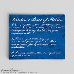Physics Newton&#39;s Laws of Motion Print Science Gift Teacher Gifts for Teachers Science Art Physics Astrophysics Gifts for Scientists Print