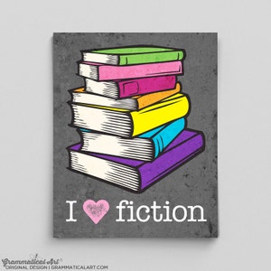 Profesor de inglés Amor Ficción Imprimir Bibliotecario Póster Regalo Maestro Regalos para maestros Amante de los libros Regalos de inglés Gag Regalo Decoración de la oficina