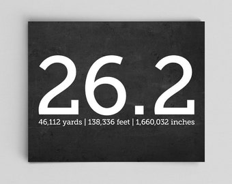 Running 26.2 Marathon Print with Yards Feet Inches Runner Gifts for Runners Gifts Marathon Posters Custom Marathon Prints Running for Life