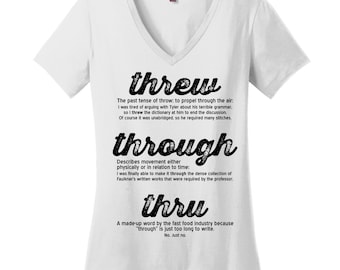Engelskalärare T-shirts för lärare Grammatikskjorta Grammatik-T-shirt Dam V-ringad T-shirt för kvinnor Examen Gåva Författargåvor Nörd