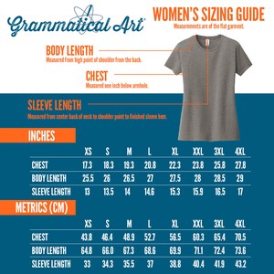 Peut inclure: Un tableau de tailles pour femmes avec des mesures en pouces et en centim&egrave;tres pour la poitrine, la longueur du corps et la longueur des manches. Le tableau comprend les tailles XS &agrave; 4XL.