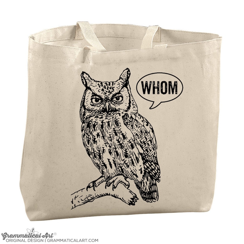 Large Totes Beach Bags Canvas Tote Bag Whom Owl Tote Reusable Grocery Bag Tote Teacher Bag Gifts for Teachers Gifts Library Bag Library Tote image 1