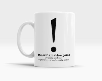 Grammar Police Gift Ideas for Teachers, Funny Mugs for Teachers, Punctuation Grammar Mugs for Writers, Coworker Gifts for Boss, Exclamation