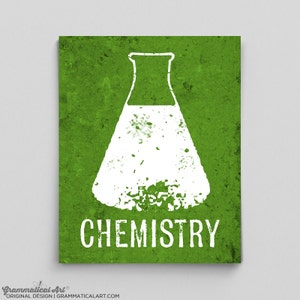 Erlenmeyer Flask Chemistry Beaker Print Science Teacher Gifts for Teachers Science Art Typographic Print Lab Poster Gifts for Him Decor Gift image 1