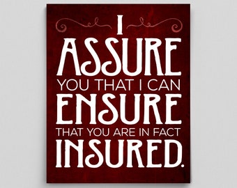 Typographic Print Grammar Print for Ensure vs. Insure vs Assure English Teacher Gifts for Teachers Classroom Decor Grammar Police Funny Art