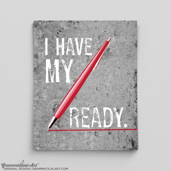 Office Decor Teacher Poster Red Pen Ready Gifts for Teachers Gift Editor Librarian Copywriter Typographic Print English Gifts Gag Gift