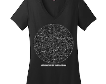 Constellation V Neck Tee Womens Shirt Northern Hemisphere Shirt Stars Astrology T Shirt Astronomy Shirt Womens Plus Size Star Gazer Tee