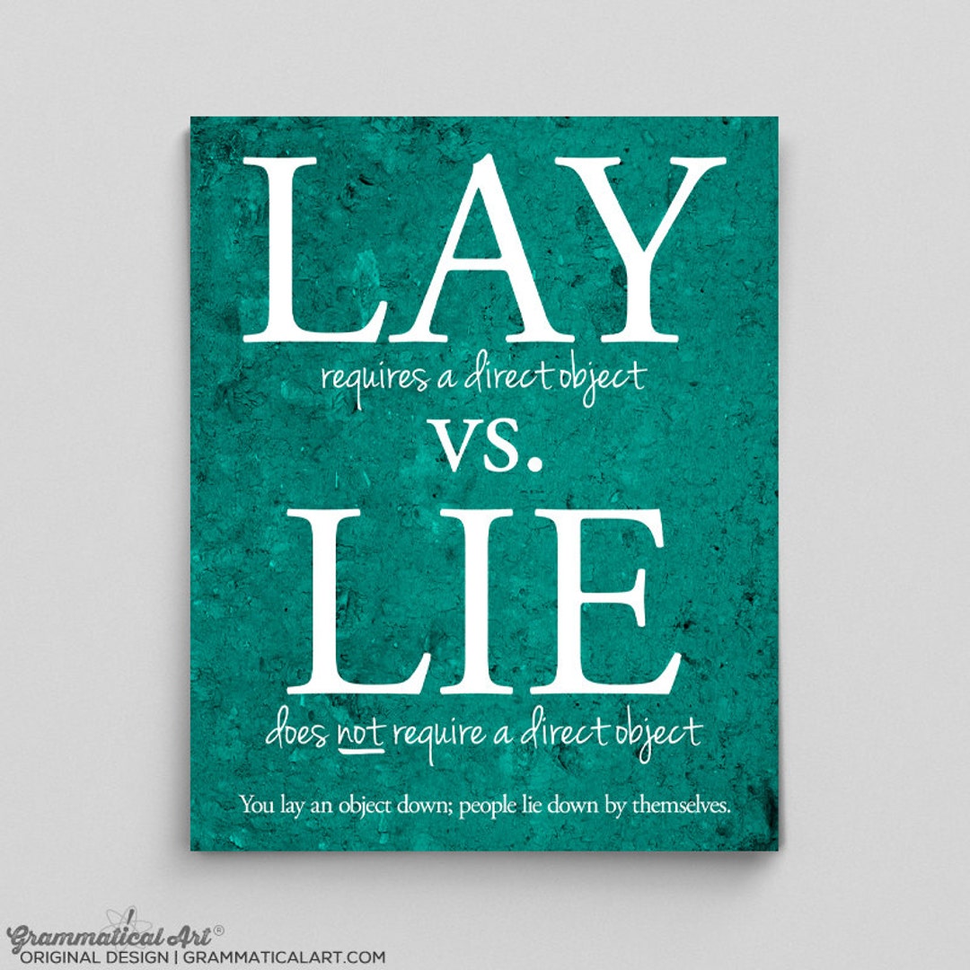 Grammar Classroom Poster Typographic Print Lay Vs. Lie Poster Grammar
