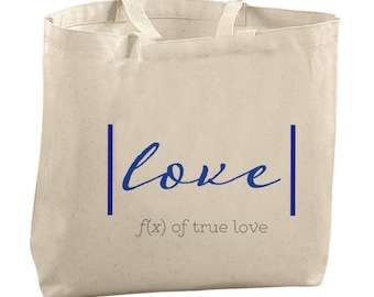 Love Tote Bag Beach Bags Canvas Tote Bag Math Tote Reusable Grocery Bag Tote Gifts for Teachers Math Major Bag Valentines Day Gift