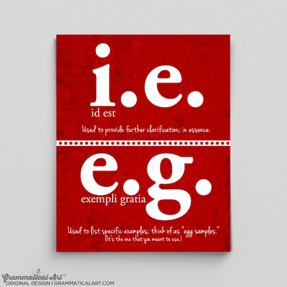 English Poster Grammar Print I E Vs E G Editor Writer Etsy