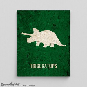 Dino Print, Dinosaur Room Decor, Triceratops Poster, Nerdy Room Decor for Adults, Nerdy Home Decor, Customizable Art image 1