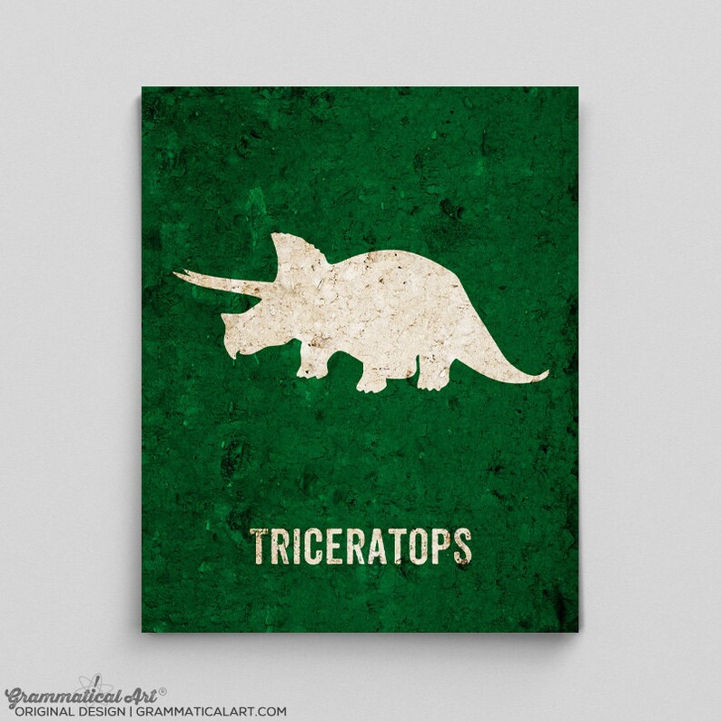 Dino Print, Dinosaur Room Decor, Triceratops Poster, Nerdy Room Decor for Adults, Nerdy Home Decor, Customizable Art image 1
