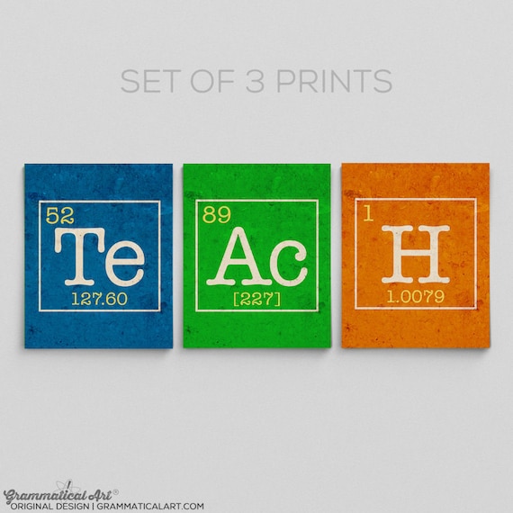 Custom Teacher Gift Personalized Teacher Gift of Periodic Elements Teachers Classroom Nerdy Print Science Art Unique Gifts for Teachers Gift