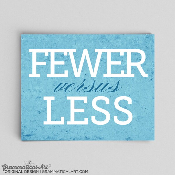English Grammar Fewer Vs. Less Print for Love English Teacher Gifts for Teachers Typographic Print English Gifts Gag Gift Office Decor