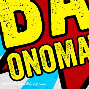 Onomatopoeia Meaning Comic Book Art English Poster Teacher Gifts for Teachers Typographic Print Classroom Funny English Gifts Office Decor image 2