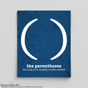 Digital Download for Classroom, Classroom Decor, Parentheses Grammar, Punctuation Poster, Grammar Art