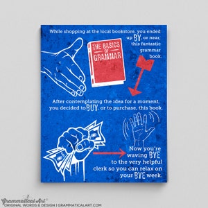 Grammar Print Buy Bye By Infographic Poster Lehrer Geschenke für Lehrer Blau Typographic Print Grammar Poster Grammar Police Print Classroom