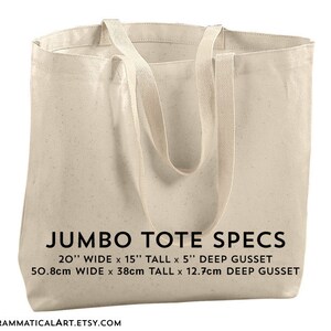 May include: A large, natural-colored canvas tote bag with thick straps. The bag is 20 inches wide, 15 inches tall, and has a 5 inch deep gusset. The bag is also 50.8 cm wide, 38 cm tall, and has a 12.7 cm deep gusset.