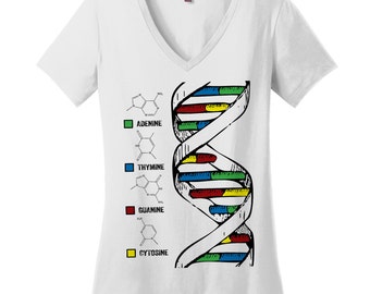 Plus Size Science V Neck Womens Shirt Women in Science Women Scientists Girl Power College Student Gift DNA Shirt Double Helix T Shirt