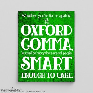 Oxford Comma English Print Grammar Rule Teacher Gifts for Teachers Team Oxford Comma Typographic Print English Gifts Gag Gift Office Decor