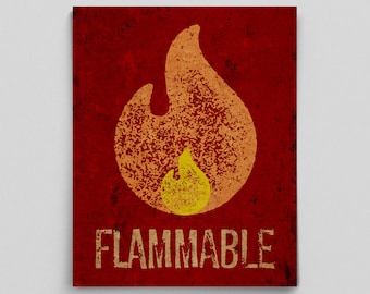 Gifts for Him Gifts for Her Science Print Flammable Fire Retro Poster Science Gift Lab Print Science Teacher Gifts for Teachers Science Art