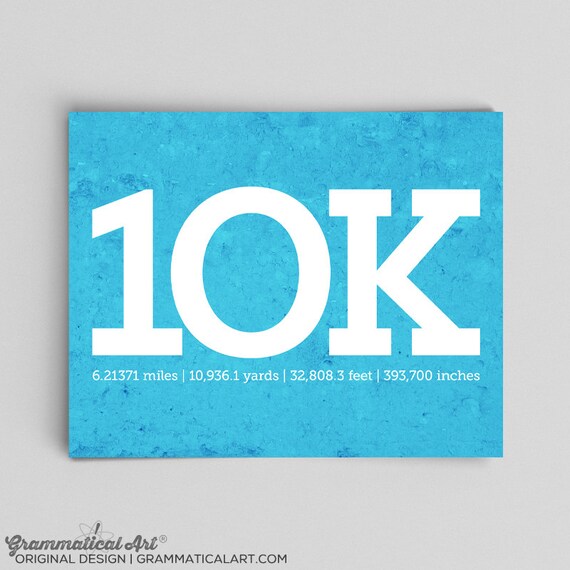 10k Running Print Running Poster Runner Girl 10k Running 10k Runner Gifts for Runners Gifts Typographic Print Marathon Gifts Marathon Sign