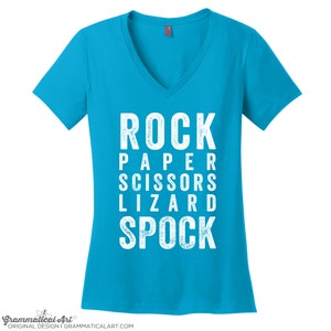 Rock Paper Scissors Lizard Spock Shirt Womens V Neck T Shirts for Women Funny Shirts with Sayings T Shirts Christmas Gifts for Her Nerdy Tee image 1