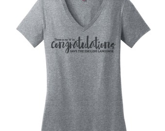 Engelskalärare T-shirt Dam V-ringad T-shirt V-ringad Grammatiktröja Damtröja Engelskalärare Gåva för lärare Grammatiktröja