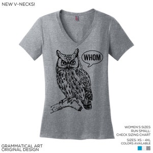 V Neck Te Who Owl Tee Grammar Shirt Who Owl Shirt Womens Shirt English Teacher Gift for Teachers Grammatical Owl Cool Funny T Shirt Women immagine 2