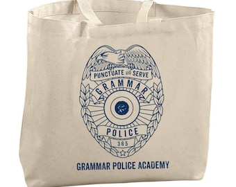 Grammar Police Academy Tote Bags for Teachers Bags Classroom Gifts Teacher Appreciation Gifts Editor Copywriter Writer Gifts Book Lover Gift