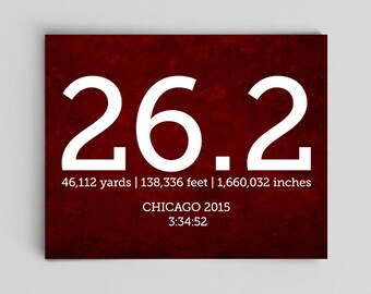 Custom Running Gifts with Times Running 26.2 Marathon Print with Yards Feet Inches Gifts for Runners Running Gifts Runner Gift Custom Gifts
