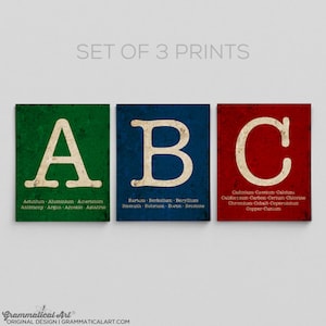 Ciencia ABC de la química Nerdy Baby Gift Tabla periódica Decoración del hogar Regalo Impresión tipográfica ABC Nursery Decor Nerdy Baby Shower Regalos para ella