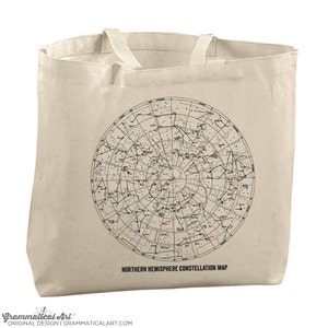 Constellation Tote Bag Canvas Tote Bag Reusable Bag Northern Hemisphere Stars Bag Astrology Tote Astronomy Tote Bag Star Gazing Tote Bag