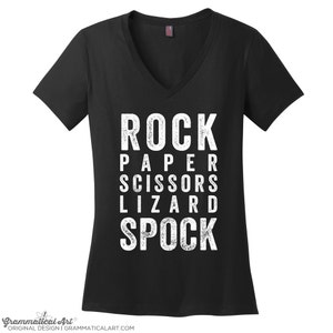 Rock Paper Scissors Lizard Spock Shirt Womens V Neck T Shirts for Women Funny Shirts with Sayings T Shirts Christmas Gifts for Her Nerdy Tee image 3