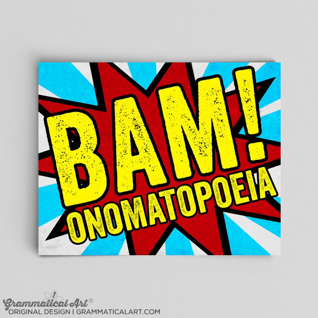 Onomatopoeia Meaning Comic Book Art English Poster Teacher Gifts