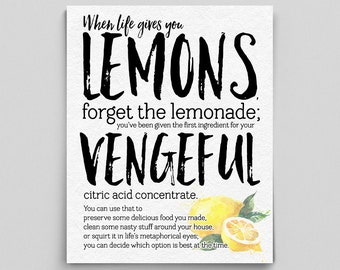Sarkastisches Geschenk Büro Dekor Home Decor Lustige Geschenke für Sie Chemie Geschenke Zitronen Kunst Wenn das Leben gibt Ihnen Zitronen Motivierend Poster Lustig