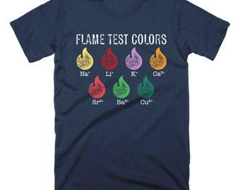 Flame Test Science Shirt Ciencia Linda Camiseta De Mujer Divertida Camisa de Mujer Camisa de Damas Camisa de Hombres Camisa de Ciencia Nerdy Camisa de Ciencia Química Camisa