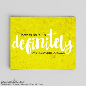 Grammar Print Auf jeden Fall richtige Rechtschreibschrift Englisch Lehrer Geschenke für Lehrer Typographic Print Handlettered Print Grammar Police Save English