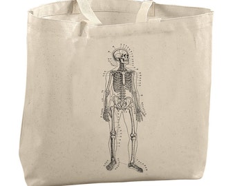 Skeleton Bag Med School Gifts Med Student Gifts Biology Gifts Science Teacher Gifts Bags for Grocery Shopping Anatomy Drawing Science Gift