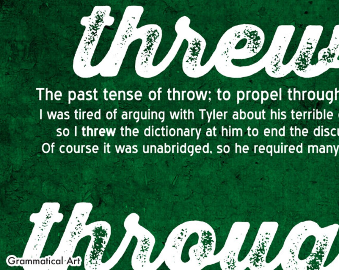 Through Threw Thru Definitions Grammar Poster English Teacher Etsy