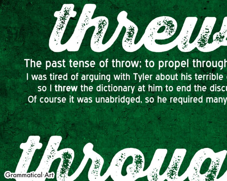 Through Threw Thru Definitions Grammar Poster English Teacher Etsy
