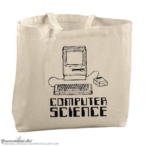 Computer Science Tote Bag Canvas Tote Bag Reusable Grocery Bag Tote Teacher Bags College Student Gift Mac Lovers Gift Old School Computer