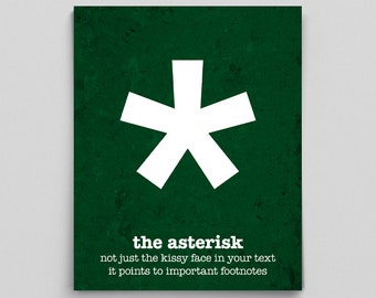 Asterisk Interpunktion Redaktörens Gåvor till Engelskalärare Gåvor till henne Emoticons Emojis Textkonst Texttryck Textposter Text Väggkonst Hem