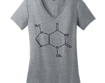 Chocolate Lovers V Neck Tee Womens Shirt Nerdy Shirt Science Teacher Gift Chemical Structure Shirt Chemistry Chocolate Molecule Shirt